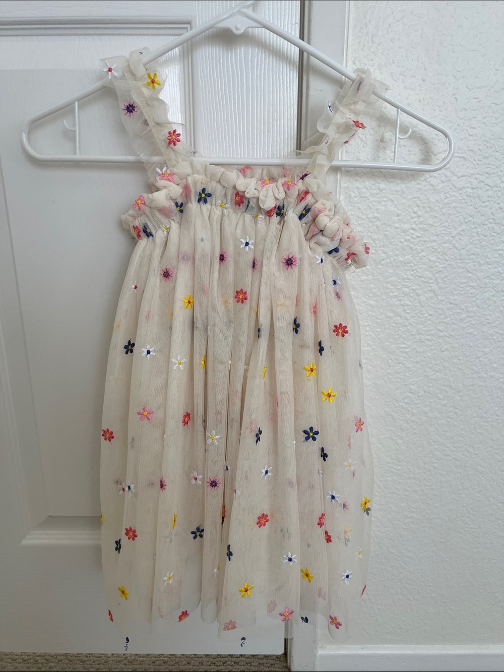 3t Girls' Cream Floral Embroidered Tulle Dress